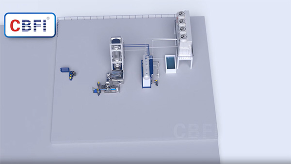 Usine de glace utilisant un système à ammoniac de 100 tonnes
