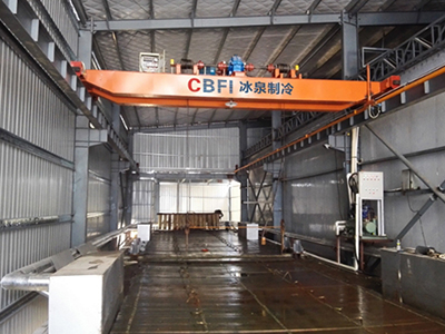 Machine à blocs de glace de 80 tonnes pour l'usine de réfrigération globale de Hainan